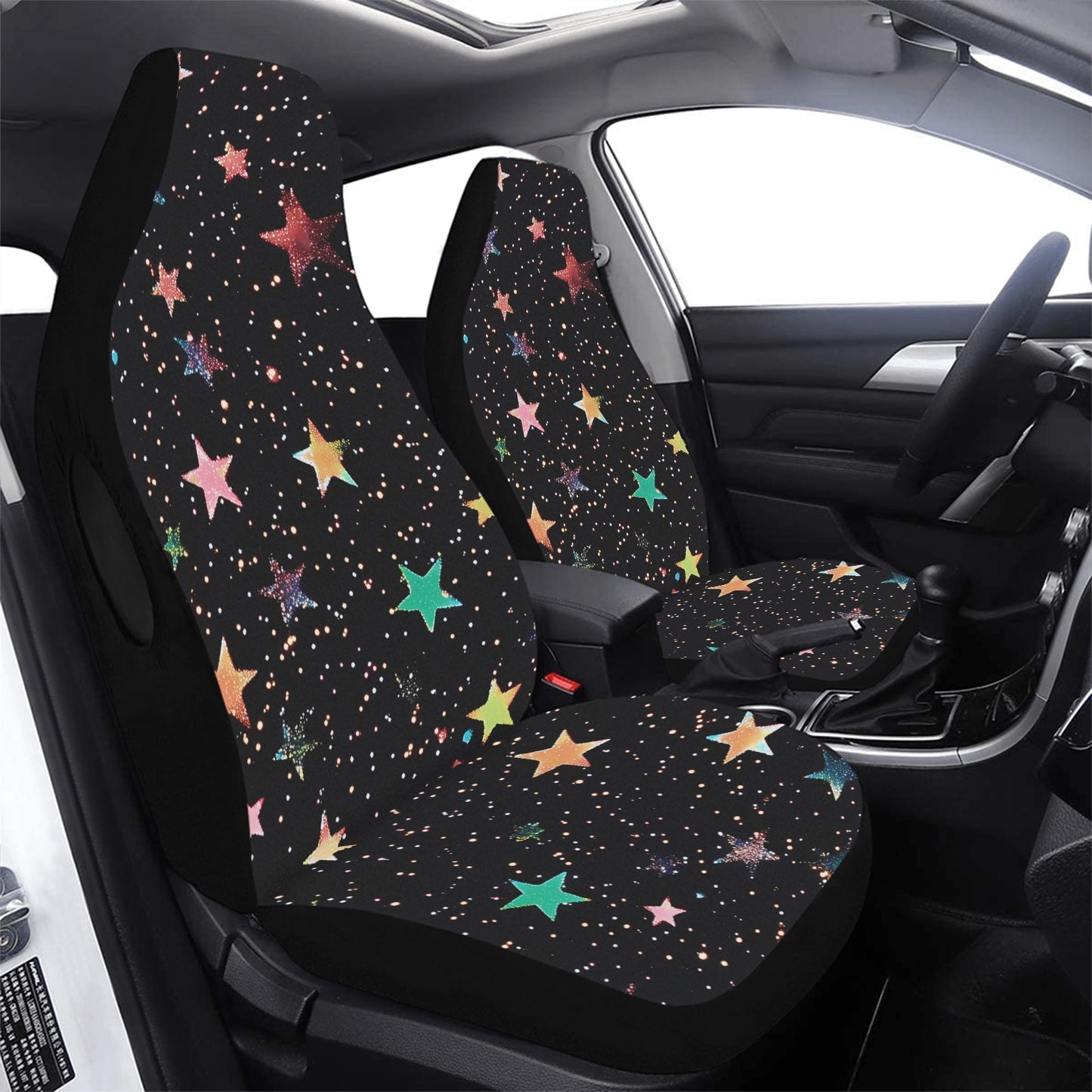 Midnight Prism - Colorful Holographic Star Aesthetic Car Seat Cover Airbag Compatible (Set of 2)